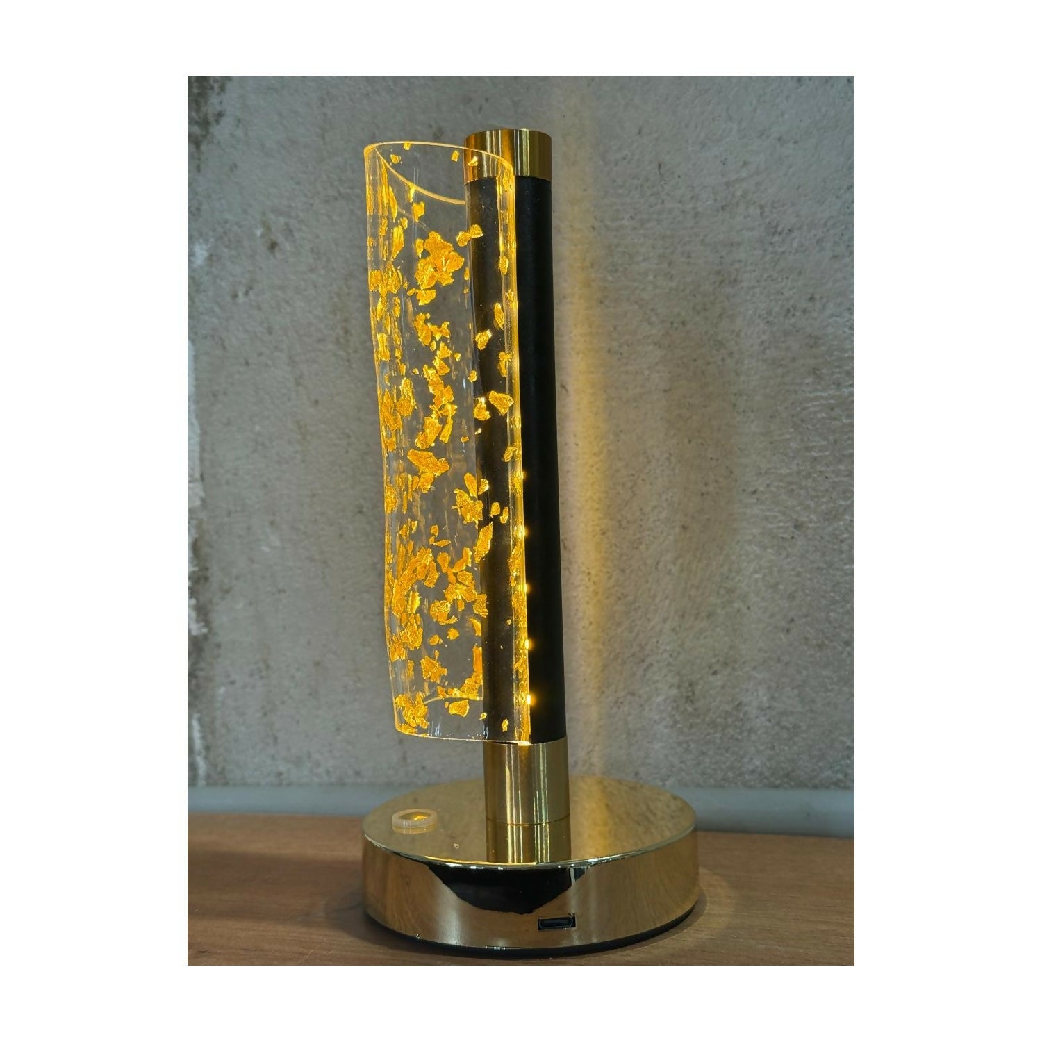 3D Illusion Golden Flakes LED Vase Shape Table Lamp with Touch Control