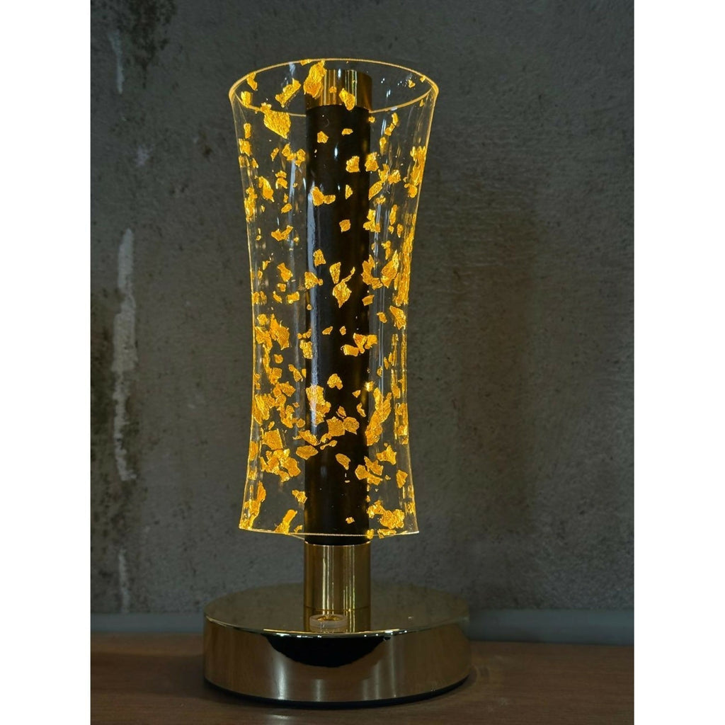 3D Illusion Golden Flakes LED Vase Shape Table Lamp with Touch Control
